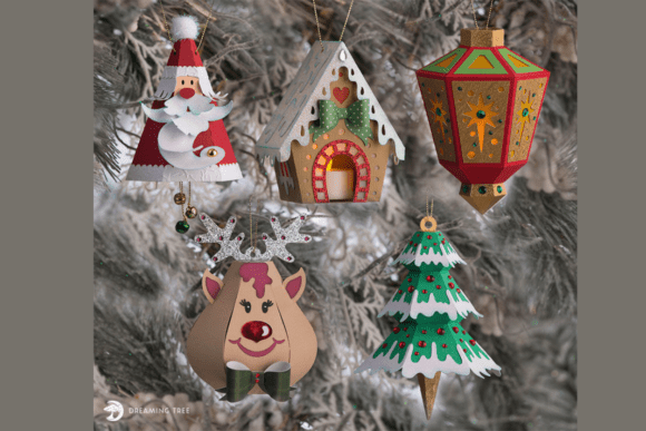 3D SVG Christmas Ornaments for Festive Blog Graphics