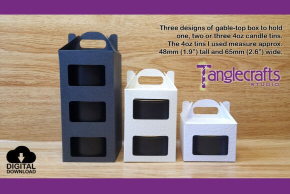 3D SVG Ornaments: 3 Gable Boxes for Candles