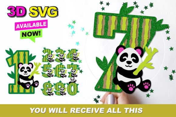 Cute Panda Numbers 3D SVG: Essential Shapes for Makers