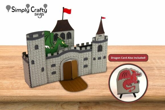 Dragon Castle Card: 3D SVG for Fantasy And Fairy Tales