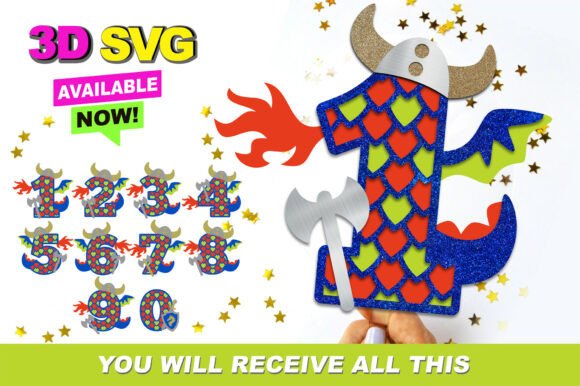 Dragon Numbers 3D SVG: Bold Shapes for Branding