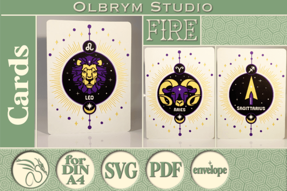 Fire Zodiac Celestial Greeting Card SVG: 3D Pop-Up Cards