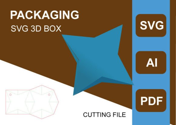 Four Point Star Box 3D SVG: Perfect Objects for Craft