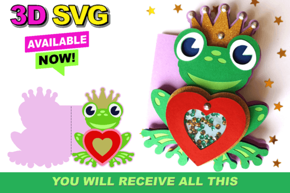 Frog Prince 3D SVG for Valentine's Day Cards