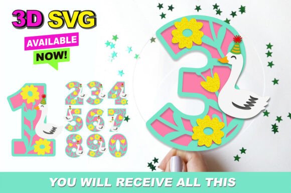Goose Numbers 3D SVG: Bold Shapes for Modern Design