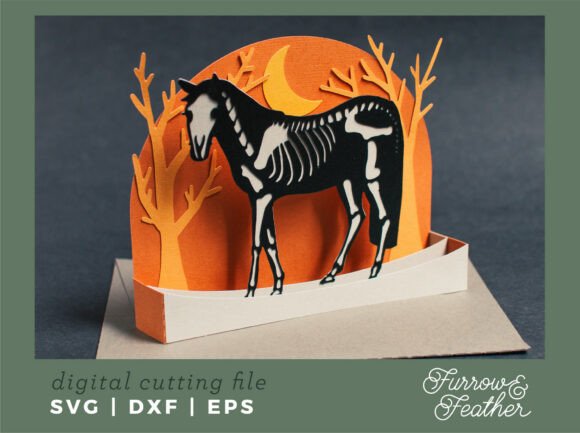 Halloween 3D SVG Skeleton Horse Card Review