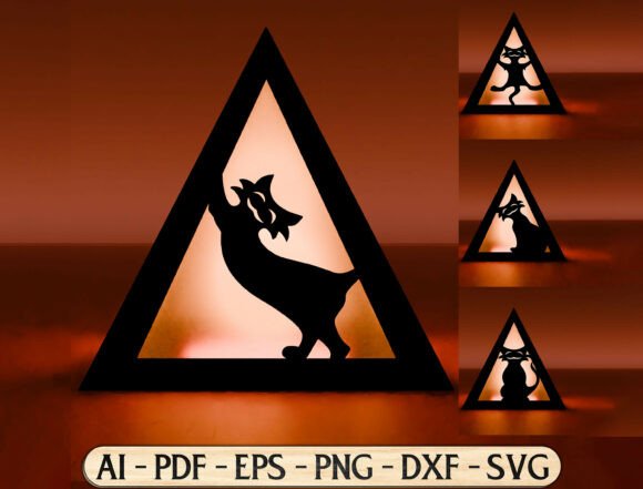 Halloween Cat Lantern SVG Bundle: 3D SVG for Cats
