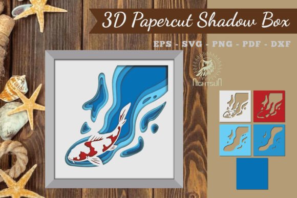Koi Fish 3D Papercut Shadow Box SVG 4 Review