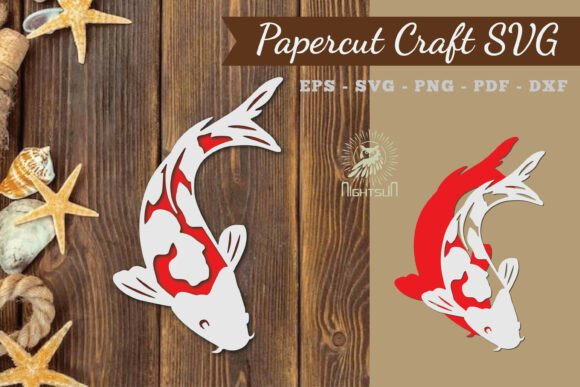 Koi Fish Paper Cut SVG 1: A 3D SVG for Other Projects