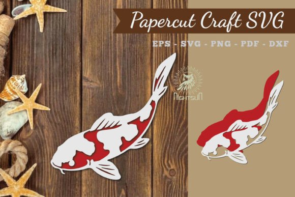 Koi Fish Paper Cut SVG 4: A Premium 3D SVG for Other Uses