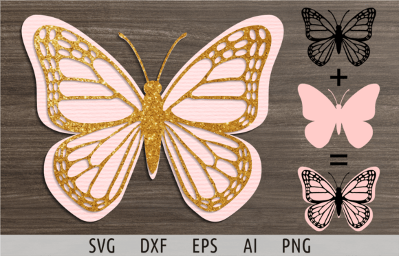 Layered Butterfly Silhouette Svg: A 3D SVG for Other Uses