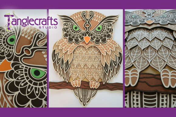 Layered Owl 3D SVG: Perfect Animals Craft