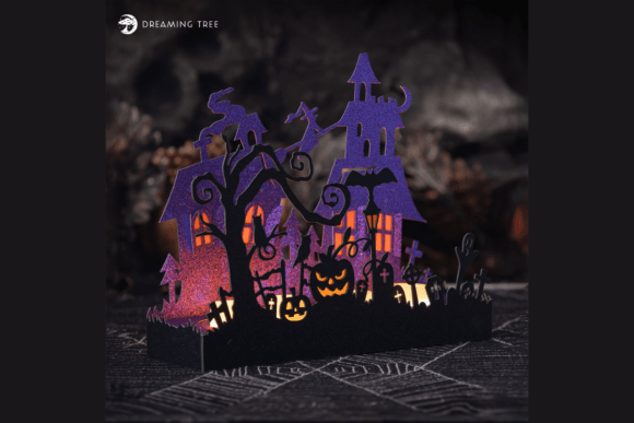 Macabre Manor Luminary SVG: A 3D SVG Halloween Asset
