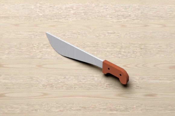 Papercraft Machete Knife: A Bold 3D SVG Objects Asset