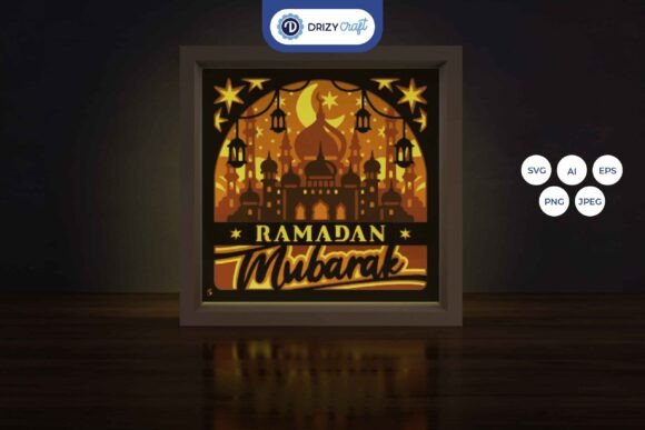 Ramadan Mosque 3D Layered Paper Cut: 3D SVG for Shadow Boxes