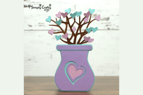 Vase of Hearts Card SVG: 3D SVG for Pop-Up Cards