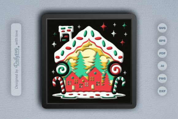 Winter Village Ginger Bread House 3D SVG for Christmas